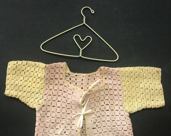 Vintage Adorable Handmade Crocheted Cardigan for Baby
