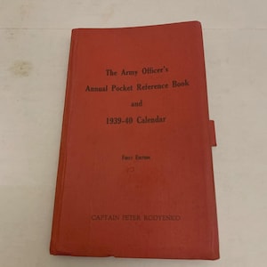 Raro annuario tascabile e calendario per ufficiali dell'esercito della Seconda Guerra Mondiale (1939-40) - Prima edizione