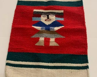 Vintage Mexicaanse Maya- of Azteekse totemgod textiel tapijt of vloerkleed B