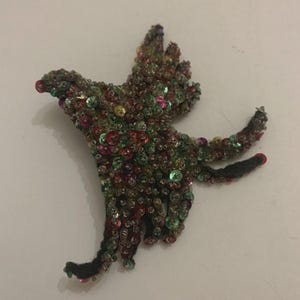Vintage Handmade Beaded Cloth Large Bird Brooch