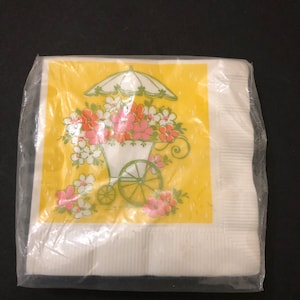 Vintage House of Paper Bridal Cart 20 Serwetki do napojów Nigdy nie używane Zapieczętowane w oryginalnym opakowaniu Materiał Junk Journal