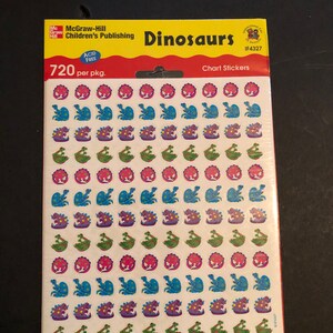 Vintage McGraw-Hill Children's Publishing Dinosaurs Chart Stickers Nooit gebruikt, nooit geopend