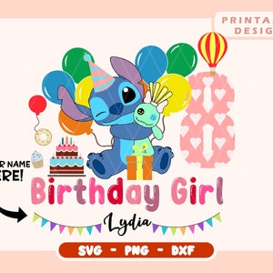 Birthday Svg | Lilo And Stitch Svg | Birthday Girl Png | Stitch Birthday Png | Stitch Pack | Cricut File | Layered Files | Svg, Png, Dxf