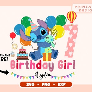 Birthday Svg | Lilo And Stitch Svg | Birthday Girl Png | Stitch Birthday Png | Stitch Pack | Cricut File | Layered Files | Svg, Png, Dxf