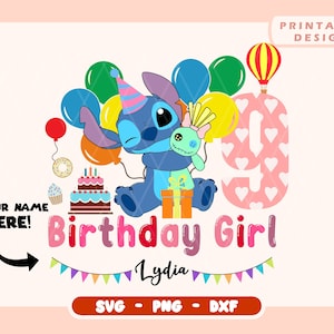 Birthday Svg | Lilo And Stitch Svg | Birthday Girl Png | Stitch Birthday Png | Stitch Pack | Cricut File | Layered Files | Svg, Png, Dxf