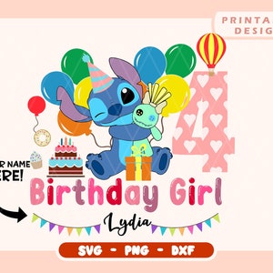 Birthday Svg | Lilo And Stitch Svg | Birthday Girl Png | Stitch Birthday Png | Stitch Pack | Cricut File | Layered Files | Svg, Png, Dxf