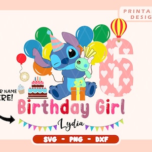 Birthday Svg | Lilo And Stitch Svg | Birthday Girl Png | Stitch Birthday Png | Stitch Pack | Cricut File | Layered Files | Svg, Png, Dxf