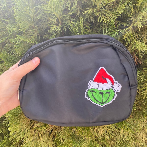 Grinch Inspired fanny pack belt bag sewn on patch