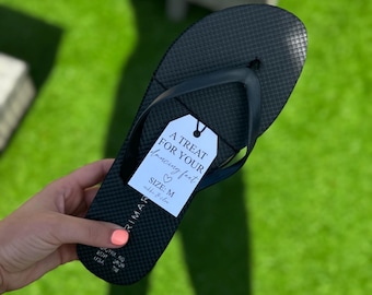 Etiquetas de talla para chanclas de boda: Etiquetas elegantes para zapatos de invitados