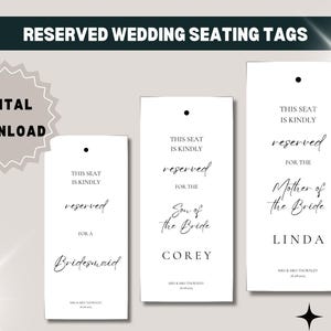Etiquetas para asientos reservados para bodas: descarga digital
