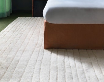 LUXURY Hand-Knotted 100% Wool Area rug Solid Wool modern white on white Rug | Luxury Living Room Rug soft Premium Rug customize in all sizes