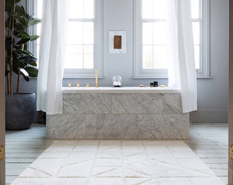 LUXURY Hand-Knotted 100% Wool Area rug Solid Wool modern white on white Rug | Luxury Living Room Rug soft Premium Rug customize in all sizes
