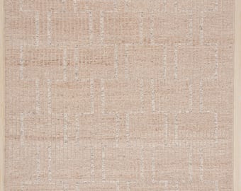 Hand Knotted Wool Area Rug: Beige Modern Design, Bohemian Style