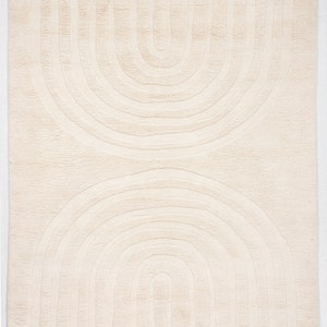 LUXURY light beige and Soft Wool Rug Moroccan look BeniOurain Handknotted Wool Area rug modern white and Premium Rug customize in all sizes