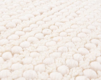 Handwoven Wool Area Rug: Light Beige Beni Ourain Style, Modern Design