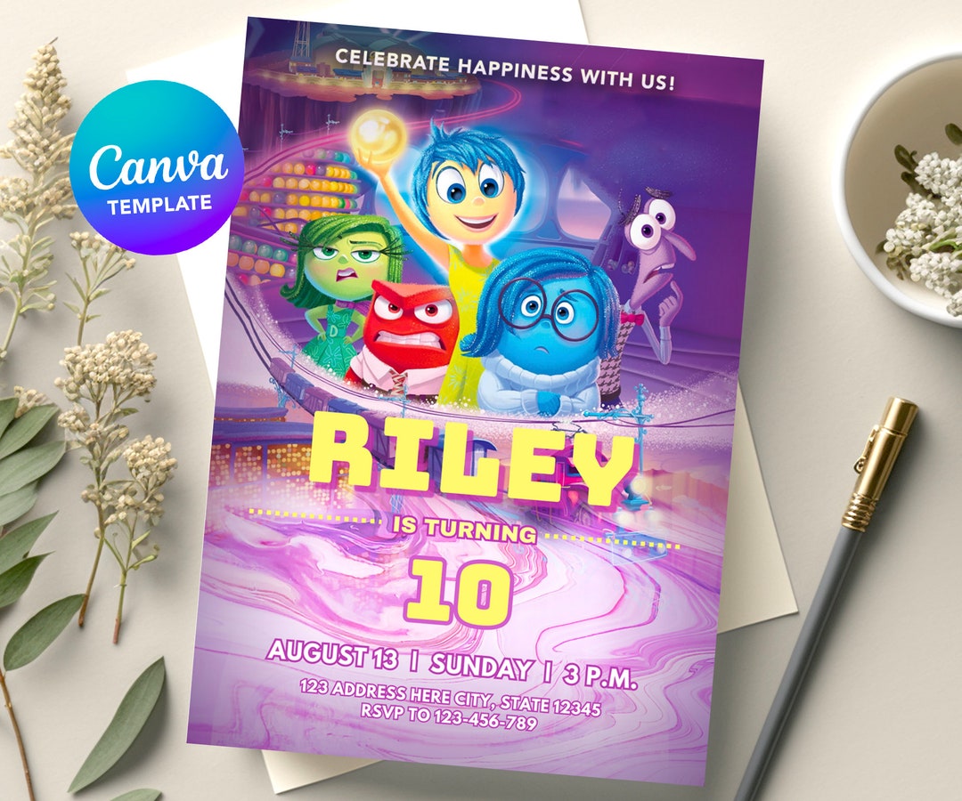 Editable Inside Out Invitation, Inside Out Birthday Party, Pixar Party Editable Inside Out Invitation, Inside Out Birthday Party, Pixar Party