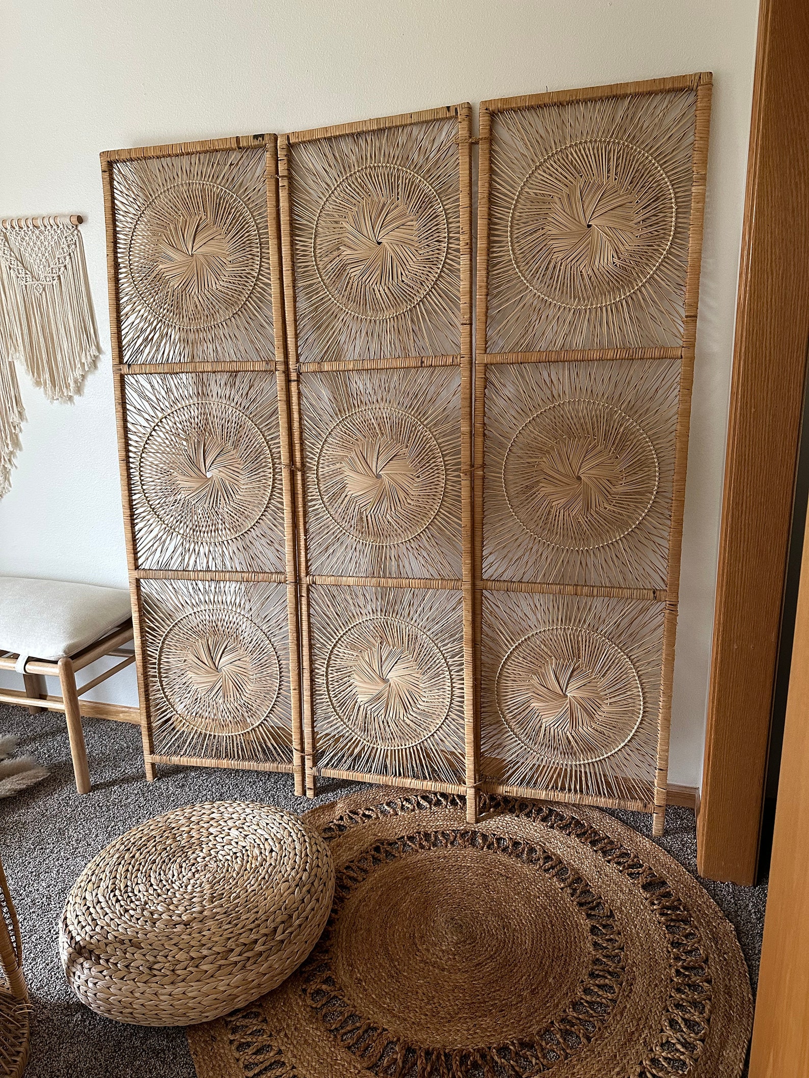 Vintage Sunburst Wicker Room Divider Etsy