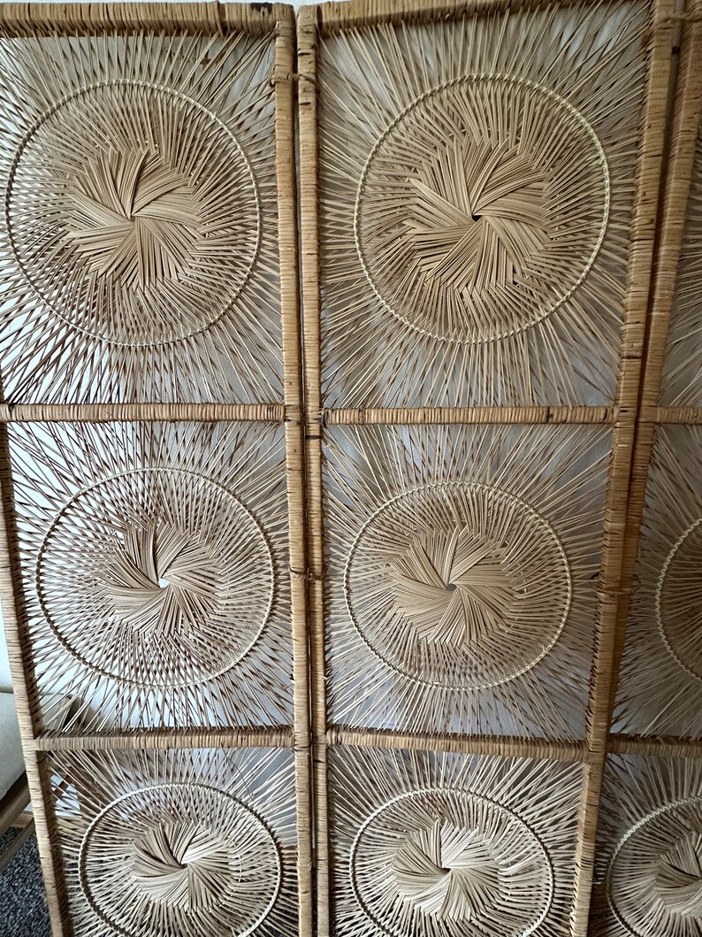 Vintage Sunburst Wicker Room Divider Etsy