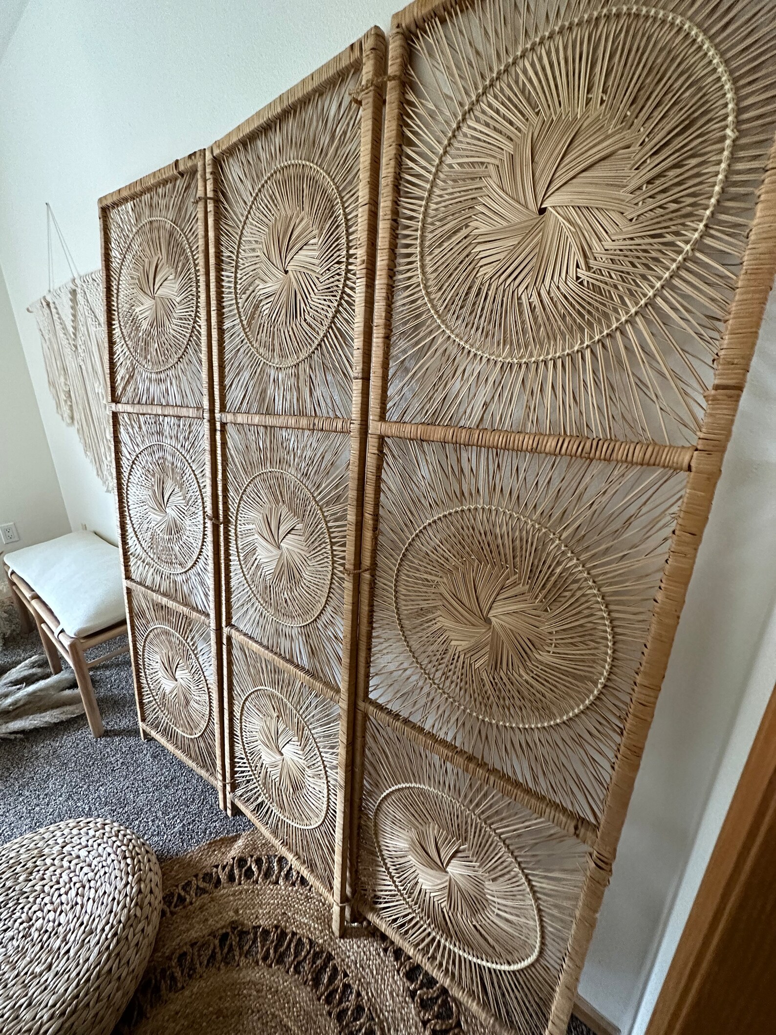 Vintage Sunburst Wicker Room Divider Etsy