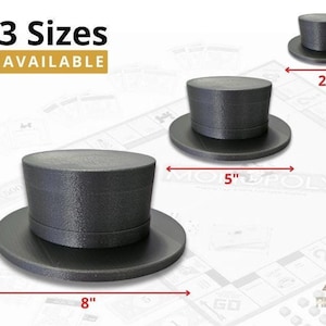 May include: Three sizes of gray top hats, 2 inches, 5 inches, and 8 inches in diameter.  3 Sizes AVAILABLE.
