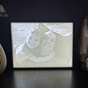 Personalisierte 3D Fotolampe mit Rahmenbox - Benutzerdefinierte Lithophanlicht, einzigartiges Weihnachtsgeschenk, Geburtstagsgeschenk für Vater, Mutter oder Großeltern