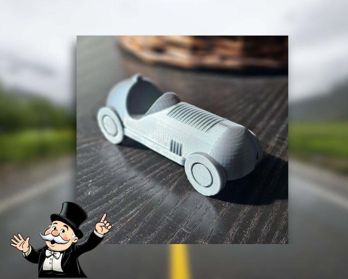 Photo inspiration: Picture Idea: Giant Race Car Decor Monopoly Style Token Various Sizes Colors