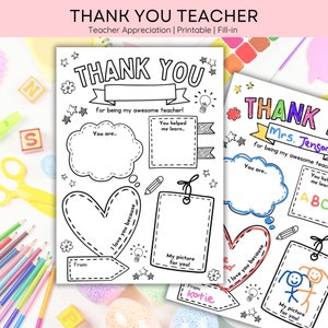 Leraar waardering afdrukbare leraar waardering week cadeau bedankt leraar geschenken kleurplaten schoolkinderen direct digitale download