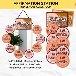 Indigenous Classroom Affirmation Station Aborginal Classroom Decor Resource Printables Preschool Learning Pre-filled+Editable Word Template