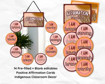 Indigenous Classroom Affirmation Station Aborginal Classroom Decor Resource Printables Preschool Learning Pre-filled+Editable Word Template