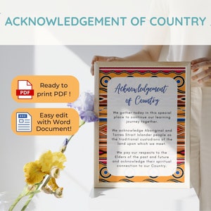 Editable Acknowledgement Of Country Sign Indigenous Poster Aboriginal Art First Nations Sign for Educators Indigenous Respect Cultural