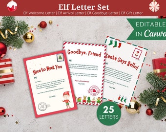 Elf Is back Letter from Elf pack, elf arrival letter, elf return letter, elf goodbye letter, From the desk of Santa Claus, Canva