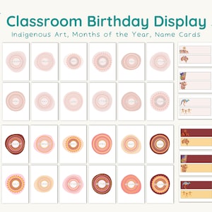 Verjaardagsdisplay inheems klaslokaal NAIDOC Aborginal Printables Maanden van het jaar Multiculturele verjaardagskaart Voorschools leren