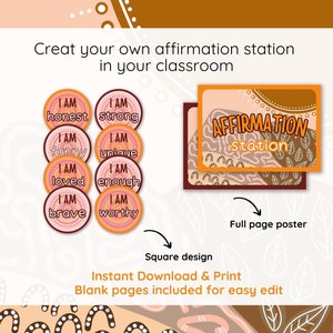 Indigenous Classroom Affirmation Station Aborginal Classroom Decor Resource Printables Preschool Learning Pre-filledEditable Word Template image 3