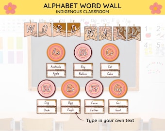 Indigenous Alphabet Word Wall Alphabet Learning Indigenous Classroom Decor Aboriginal Learning Resource Pre-filled+Editable Vibrant Colours