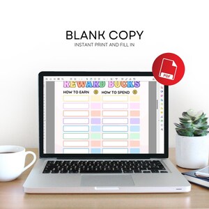 Reward Chart Lettering Editable Kids Reward Bucks, Chore Chart Printable (canva & PDF) - Etsy