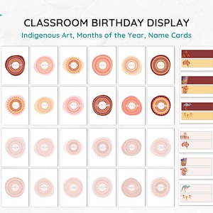 Verjaardagsdisplay inheems klaslokaal NAIDOC Aborginal Printables Maanden van het jaar Multiculturele verjaardagskaart Decor voorschoolse leren