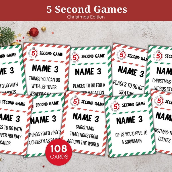 Christmas 5 Second Game Christmas Game Family Game Children's Game Christmas School Activities Festive Activities Festive Christmas Activity