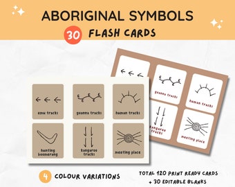 Indigenous Symbols Flashcards Australian Aboriginal Symbol Printable Multicultural Australian Art Poster Digital Download Montessori Cards