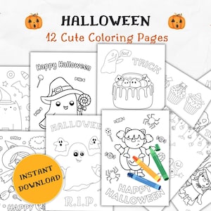 Pagine da colorare di Halloween, Fogli da colorare di Halloween per bambini, Attività per feste di Halloween, Fogli da colorare di Halloween, Download istantaneo, Stampabile