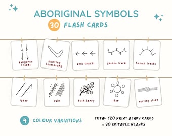 Indigenous Australian Aboriginal Symbol Flashcards Flash cards Multicultural Printable Digital Download Montessori Preschool activity Naidoc
