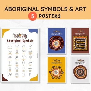 Inheemse Australische Aboriginal Symbool Poster Klaslokaal Display Dot Painting Multiculturele Afdrukbare Kamer Decor Naidoc Set van 5 Poster