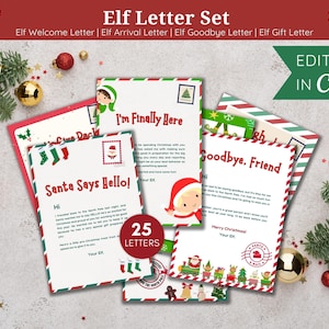 BEWERKBARE elfenbrief, elfwelkomstbrief, elf aankomstbrief, elfen afscheidsbrief, elf ziek, elf late brief, elf accessoires, elfenbrievenset