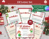 Editable Christmas Elf Letter Set, Printable Canva Template