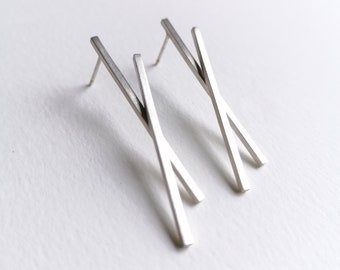 Boucles d'oreilles en argent mat - Collection Lines