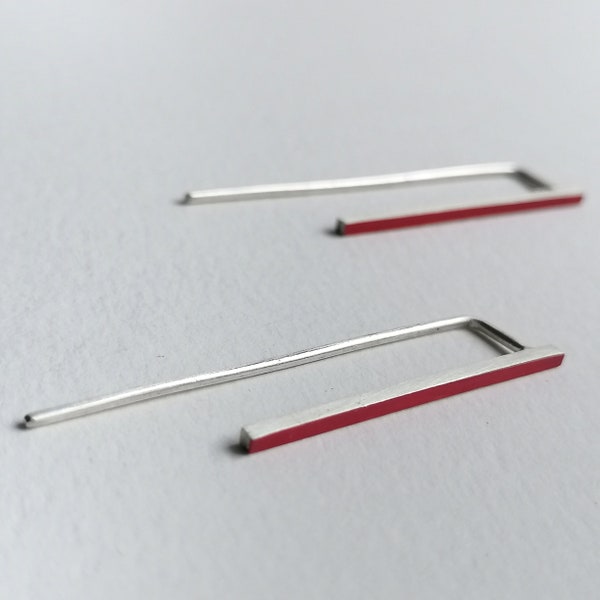 Line collection earring 02- Red