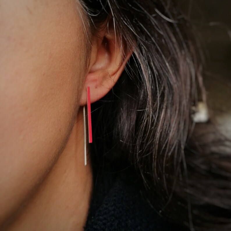 Boucles d'oreilles collection Line 02 Rouge image 2