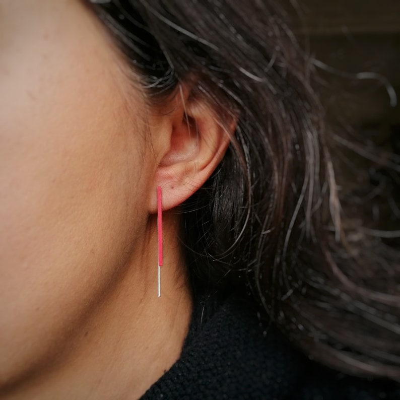 Boucles d'oreilles collection Line 02 Rouge image 3