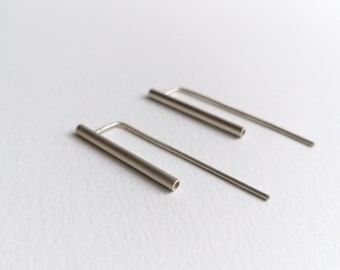 Matte silver earrings- Tube Collection