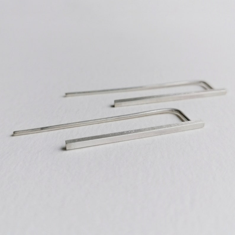 Line collection earring 02 brushed matte finish zdjęcie 2