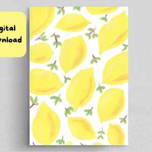 Printable Greeting Card Lemon PDF Download Printable A9 Card All Occasions Thank You Birthday Postcard